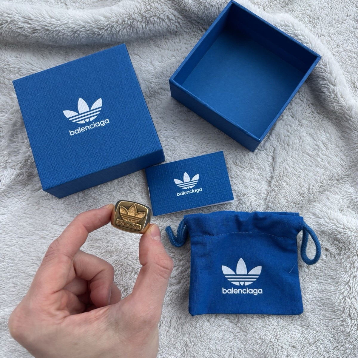 Balenciaga x Adidas Gold Signet Ring - 60EU / 13US - MSRP $675