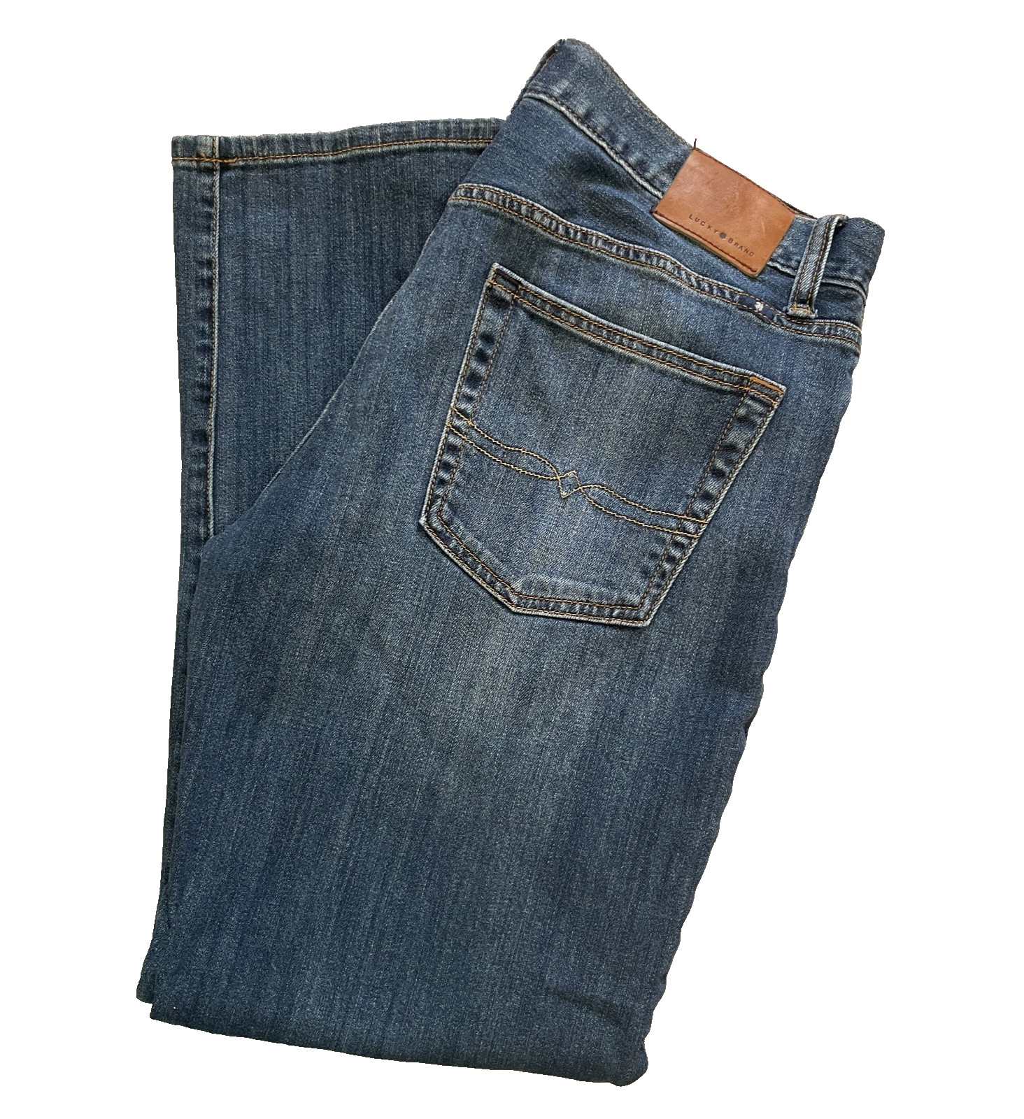 Mens 34x30 Blue Wash Distressed Denim