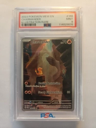 2023 Pokémon Mew En Charmander PSA 9, Charmeleon PSA 8, Charizard EX Psa 9