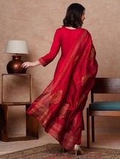 Gosriki Women'S Rayon Blend Solid Anarkali Kurta With Pant Dupatta Magic-R...