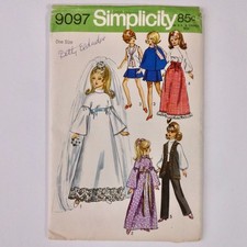 Vtg 1970 Simplicity Pattern 9097 Barbie Fashion Doll Clothes 11 " Uncut
