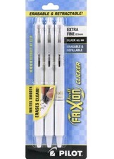 Pilot Gel Pen Frixion Ball Clicker White Extra-Fine Erasable, Pack of 3 13632
