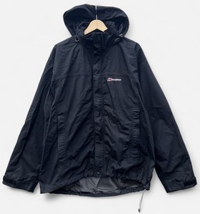 Veste Coupe-vent Vintage Berghaus AQ2 Homme Taille L - Nylon Noir Imperméable, Avec Capuche, Style Années 90