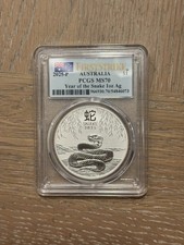 2025 P Australia $1 1oz Silver Year of the Snake PCGS MS70 Firststrike