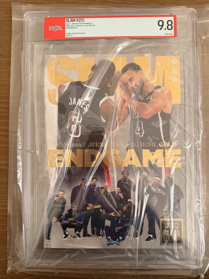 2024 Slam журнал #251 США мужской баскетбол золотой металл /94 Леброн Карри PSA 9,8 - Изображение 2 из 4