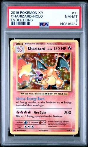 2016 POKEMON XY EVOLUTIONS #11 CHARIZARD-HOLO PSA 8