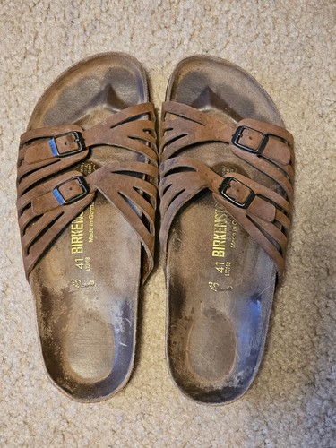 Birkenstock Grenada Softbed Leather Womens Brown Suede Sandals with Buckles - 41 - Picture 1 of 7