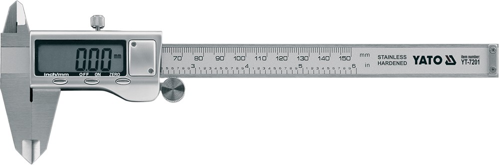 Pied à coulisse électronique Yato 150mm en acier inox avec grand écran LCD pour mesure