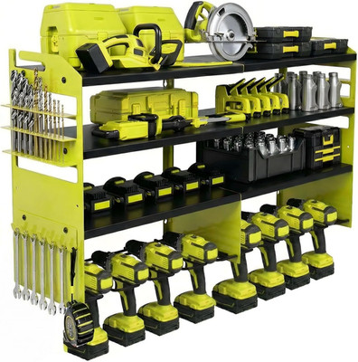 4-Tier Heavy Duty Power Tool Organizer, 600Lbs Capacity Reinforced Steel Drill R