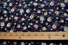 MULTI FLOWER PRINT ON NAVY BLUE SHEER 100 POLYESTER FABRIC 30X45 INCHES