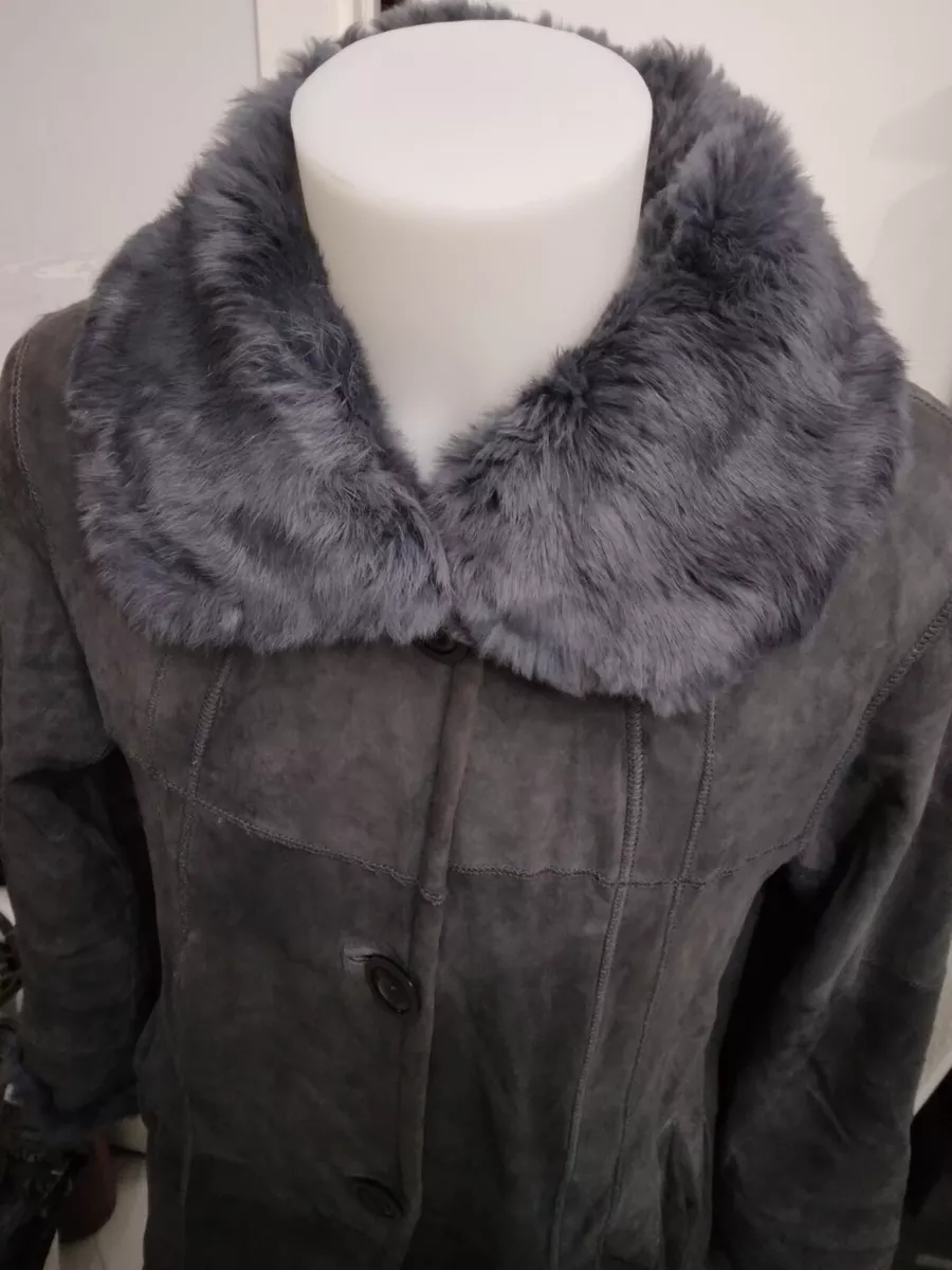 Vera Pelle Jacket Reindeer With Fur Used Woman Grey Size 46