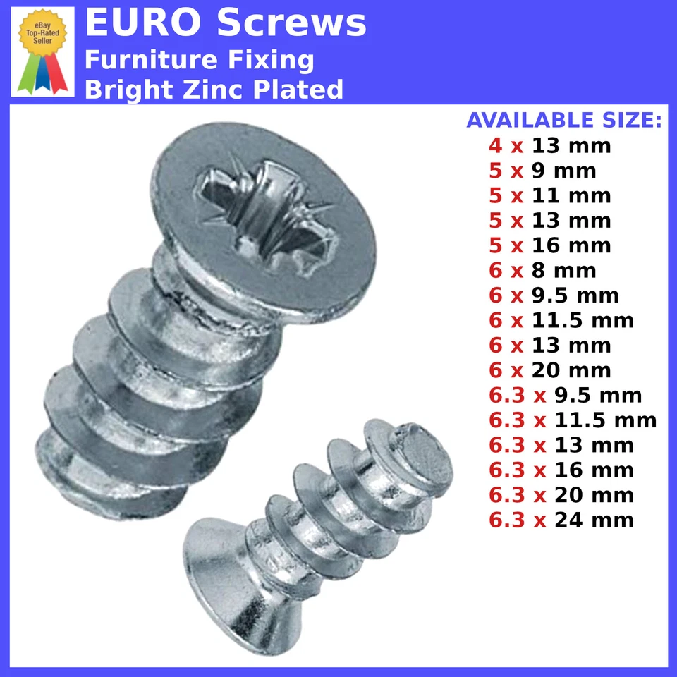 ROBS FASTENERS FURNITURE SCREWS MOUNTING DRAW RUNNERS HINGES POZIDRIVE FLAT HEAD EURO SCREW