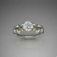 Lab-Created 2CT Round Cut Diamond Engagement Wedding Ring 14K White Gold Plated