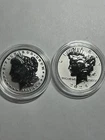 2024 S MORGAN AND PEACE SILVER DOLLAR SET REVERSE PROOF WITH BOX & COA