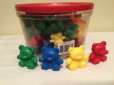 LEARNING RESOURCES THREE BEAR FAMILY COUNT/SORT SET, 4 COLORS, EUC, COMPLETE