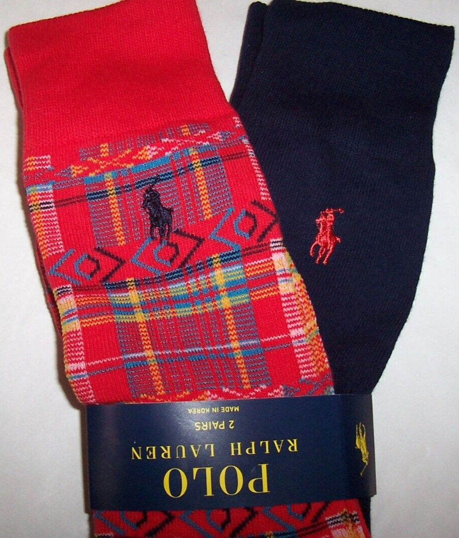 Polo Ralph Lauren 2 PAIA Pantaloni Calzini Uomo Arancione DIVING BEAR STRISCE PONY Nuovi con etichette