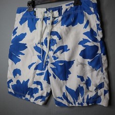 American Eagle Board Shorts Mens 34x21 Baggy Blue Floral AOP Lined Swim Trunks
