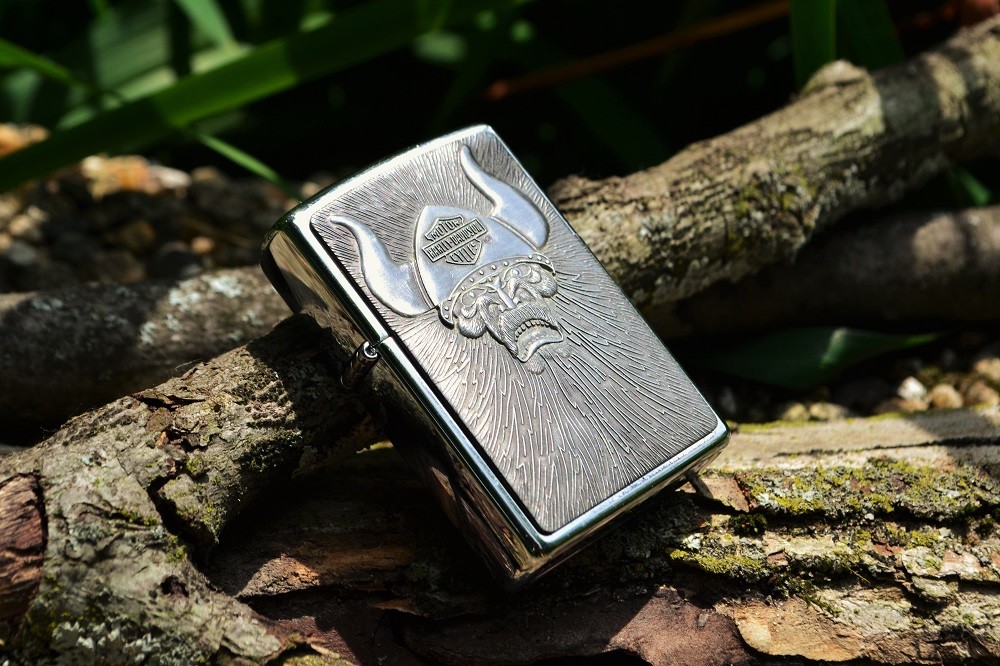 Zippo Lighter - Harley Davidson - Viking - Pewter - Barrett-Smythe