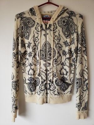 L.A.M.B Gwen Stefani cashmere cream and black distressed hoodie