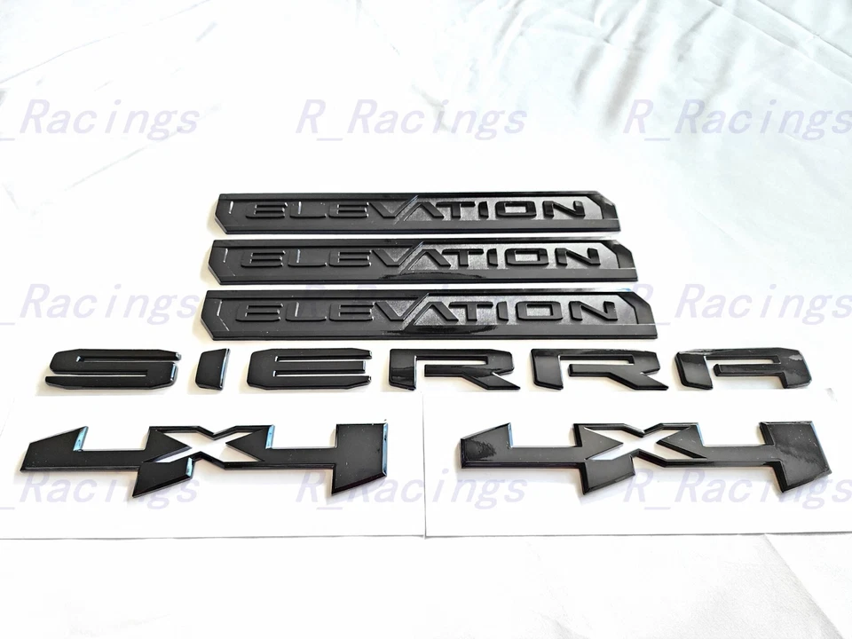 6PCS Gloss black Elevation Bed 4x4 Sierra Emblem 2019+ Sierra 1500 2500HD 3500HD - Image 4 of 4