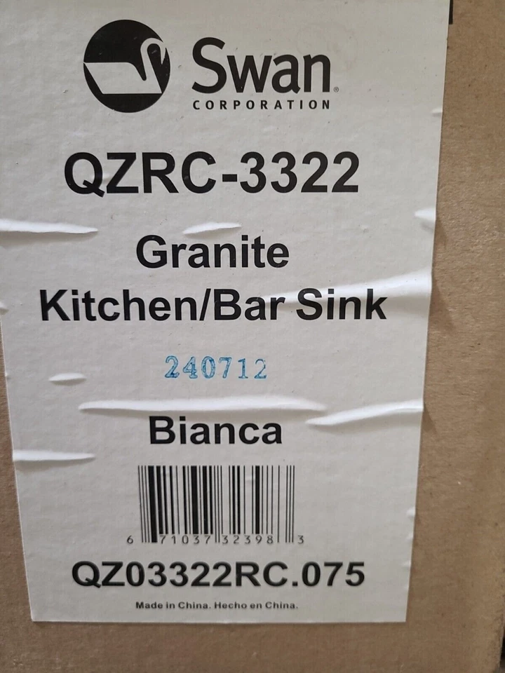 Swanstone QZ03322RC.075-2B 2-Hole Granite Kitchen Sink, 22" x 33", Bianca - Image 2 of 3