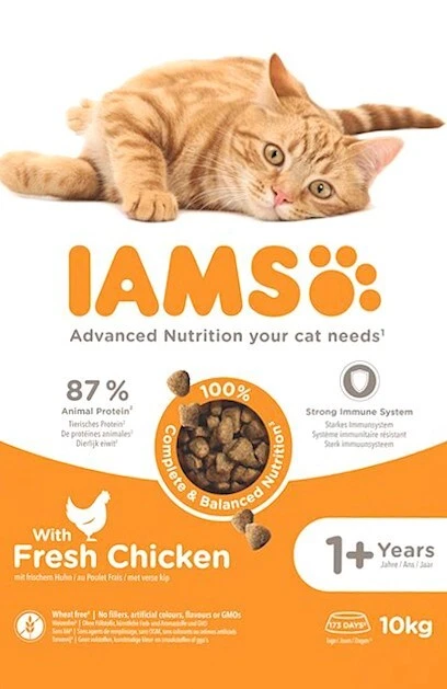10 kg IAMS Advanced Nutrition Adult 1+ (€ 4,73/kg) Katzenfutter mit Huhn