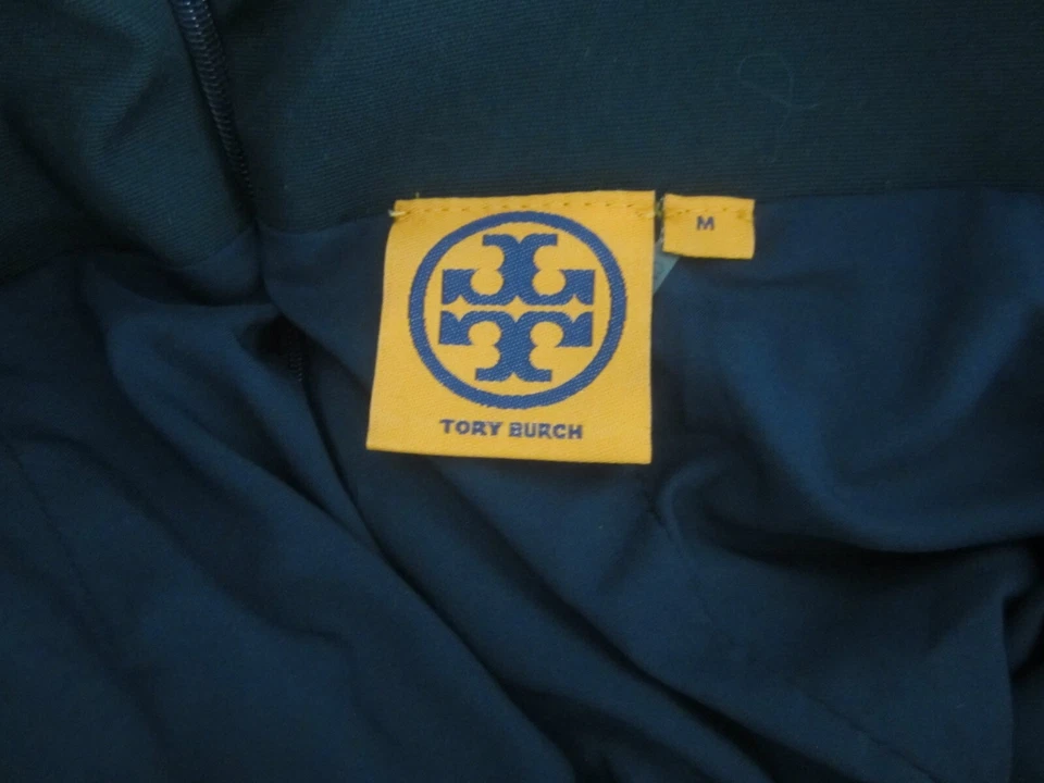 Falda midi Tory Burch para mujer talla M azul marino tostado 100 % lino tejido flores con cuentas Foto 3 de 4