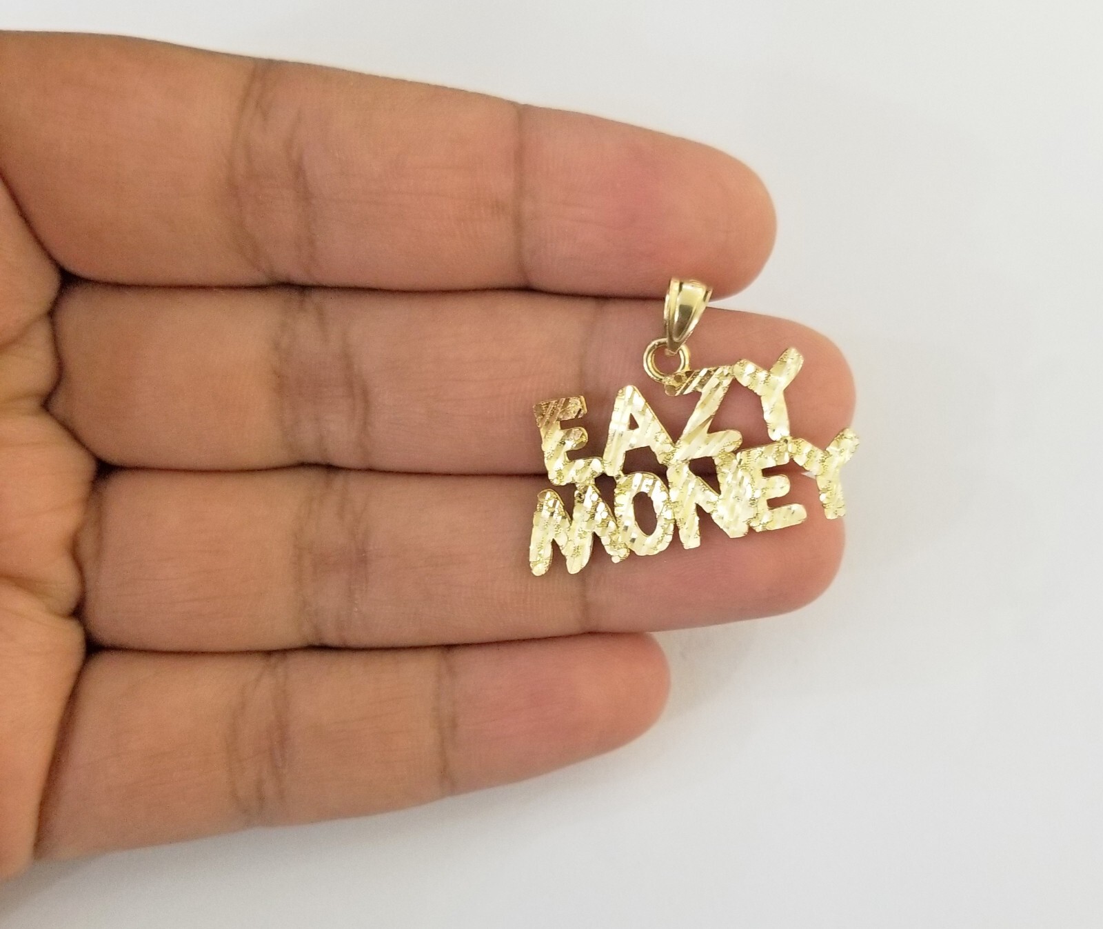 Colgante de oro amarillo real de 10k Eazy Money de 10kt para cadena