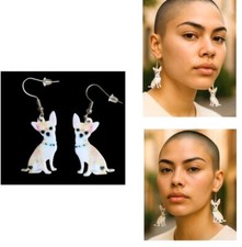 Chihuahua Earrings Dog Mom Animal Rescue Pets Dangle Hooks New
