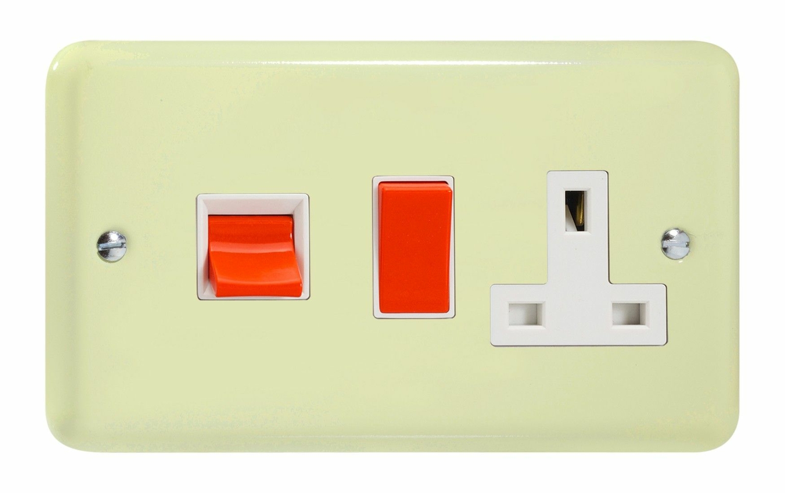 Varilight XY45PW.WC White Chocolate 45A DP Cooker Switch + 13A Switched Socket