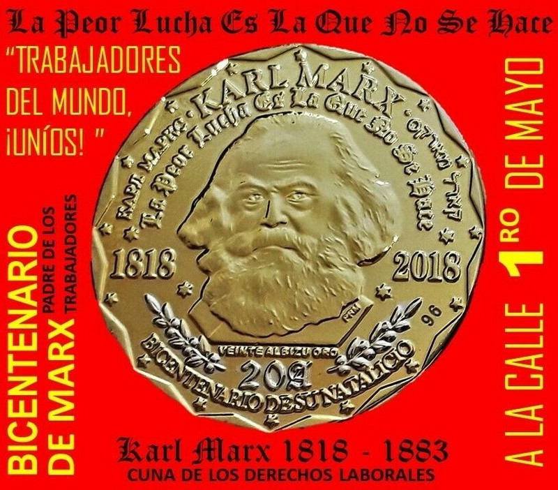 KARL MARX 200yrs GRITO LARES 20 ALBIZU Puerto Rico Coin medal token moneda ficha