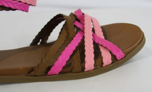 MIA Kids Girl's Feyth Faux Leather Braided Gladiator Sandal DG4 Pink/Tan Size 5M - Picture 8 of 12