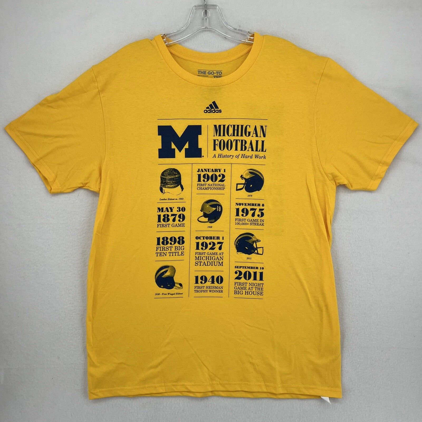 Adidas Michigan Wolverines Football Tradition T-shirt Size L Yellow - 2015