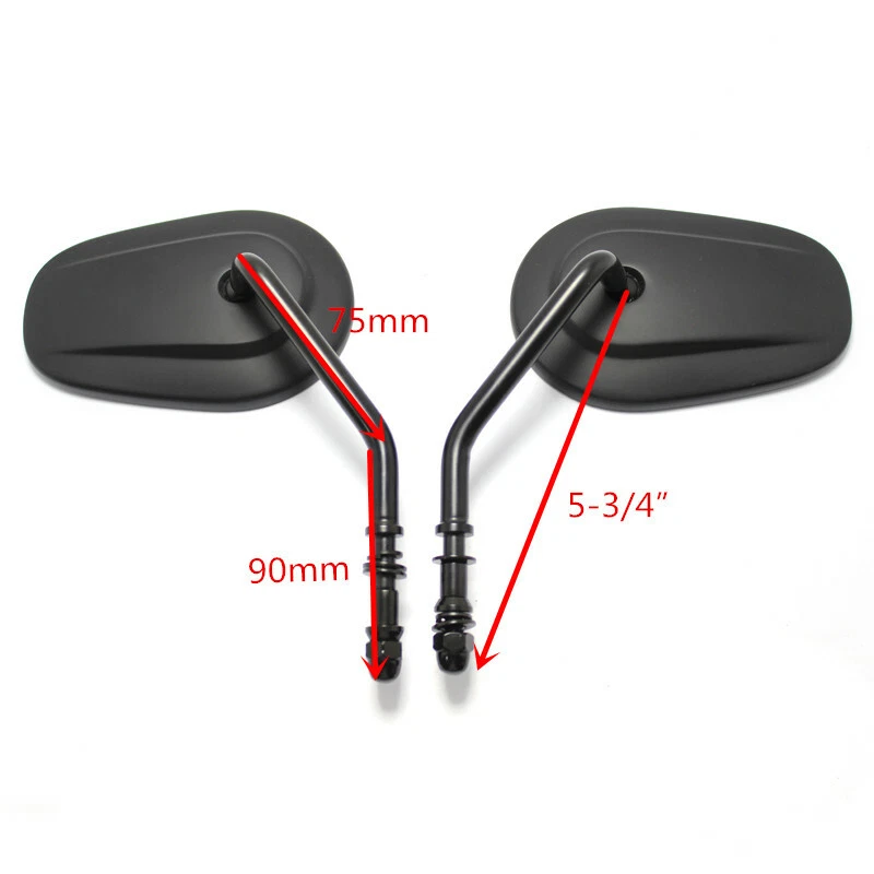 Black Teardrop Tapered Rearview Short Stem Mirrors For Harley Davidson Duo Glide - Image 2 of 4