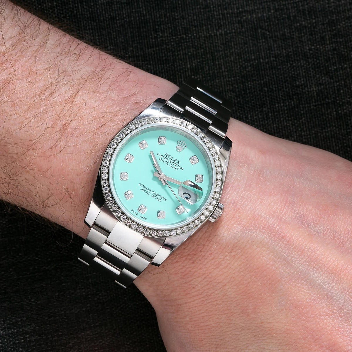 Rolex Datejust 36mm Turquoise Diamond Dial & Bezel Steel Oyster