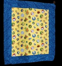 Hand Made Baby Quilt COLORFUL JUNGLE ANIMAL Blanket 34 X 40" Yellow.blue