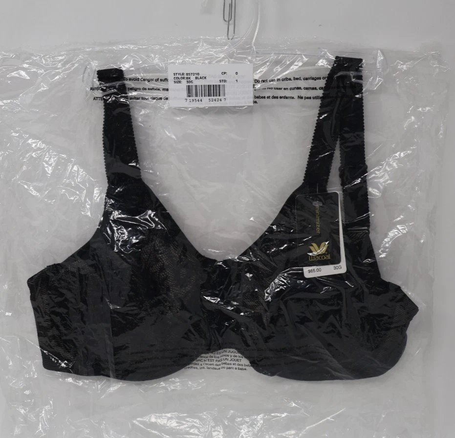 Wacoal Visual Effects Minimizer Bra 857210 30G Black NEW w/ Tags - Image 2 of 4