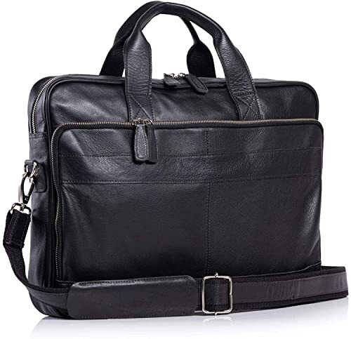 16 Inch Leather briefcases Laptop Messenger Bags for Men and Women Best Black