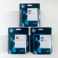 2014-17 Genuine HP 82 CMY DesignJet Color Ink Set C4911A C4912A C4913A Sealed