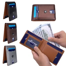 Man's RFID Blocking Leather Purse Multi-slot Credit Card Bag Small Pocket Wallet