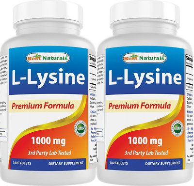 2 Pack Best Naturals L-Lysine 1000 mg 180 Tablets | eBay