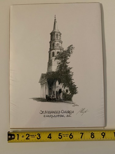 Sketch Print of St. Michael's Church Charleston SC by Philip Clayton 2003 - Picture 4 of 4