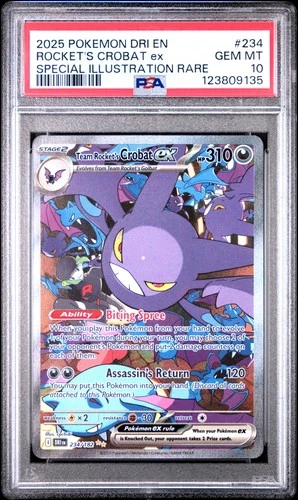 2025 POKEMON DRI EN-DESTINED RIVALS #234 TEAM ROCKET'S CROBAT EX PSA 10