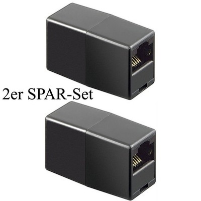 2 Stück CAT6 RJ45 Kupplung Adapter PatchKabel Verlängerung LAN DSL ISDN Netzwerk