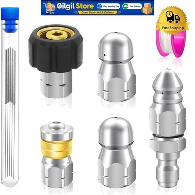 Ultimate Drain Cleaning Tool: 7-Piece Sewer Jet Nozzle Set for Pressure Washers