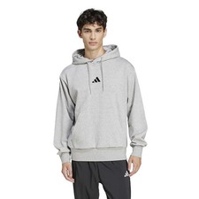 adidas Men's Essentials Feel Cozy Fleece Hoodie Sweatshirt M GRey/ Balck JE3809