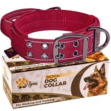 Heavy Duty Dog Collar for Large Dogs - Reflective Burgundy Collar with Handle...