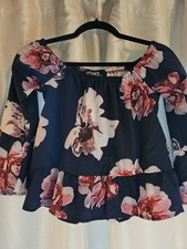 Off The Shoulder Women's Small Floral Blouse Yoins