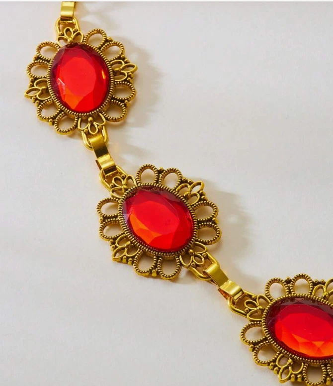 CINTURÓN CADENA GEMA- Elegante Cadena Cintura Estilo Vintage Rubí Patrón Floral Foto 4 de 4