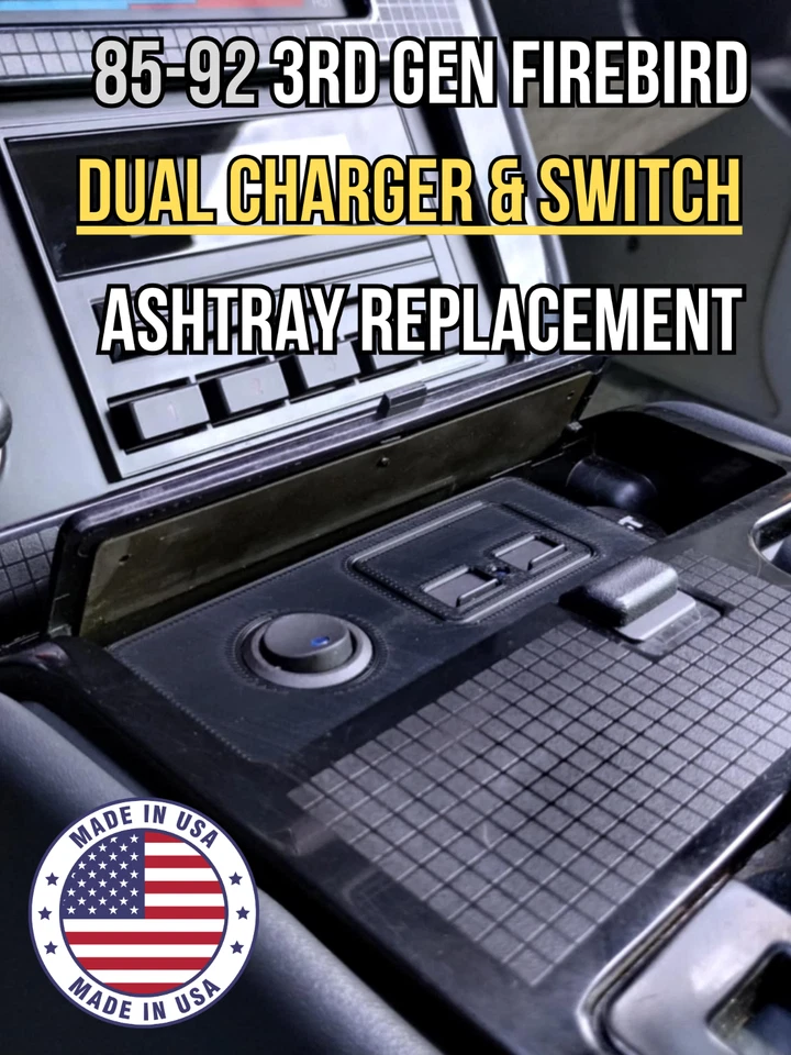 1985-1992 85-92 3rd Third Gen Pontiac Firebird Dual USB & Switch Ashtray Insert - Image 2 of 2